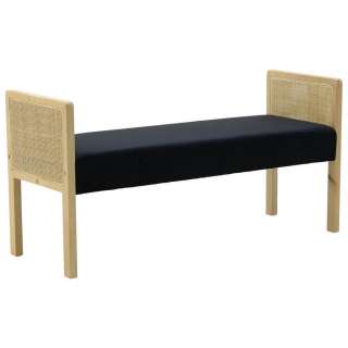 HOCKERBANK Samt Birke massiv Schwarz, Beige