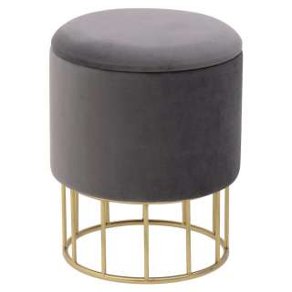 HOCKER Samt Grau, Goldfarben