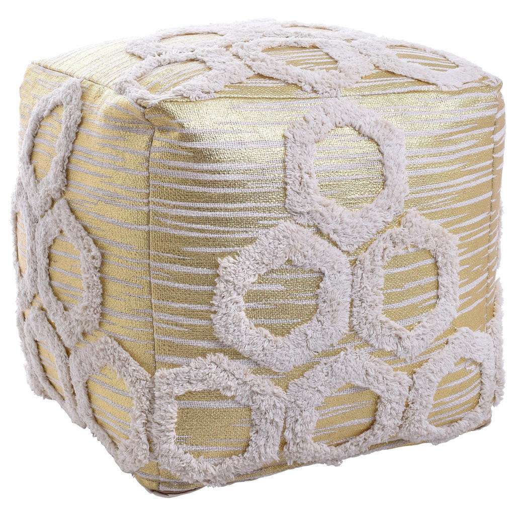 POUF Linon Creme, Goldfarben