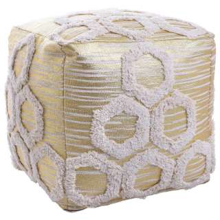 POUF Linon Creme, Goldfarben