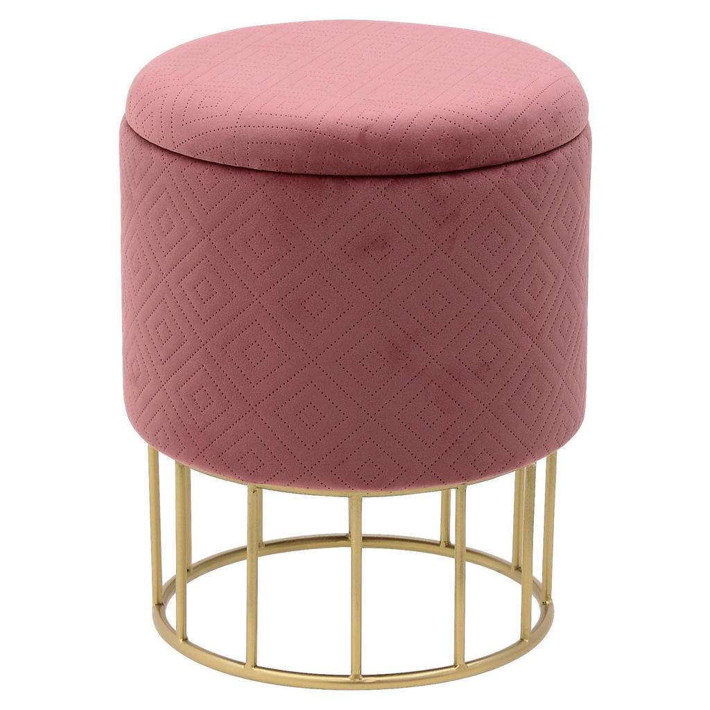 HOCKER Samt Rosa, Goldfarben