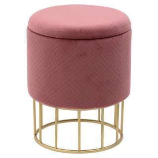HOCKER Samt Rosa, Goldfarben