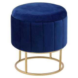 HOCKER Samt Blau, Goldfarben