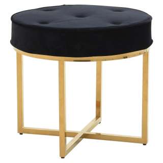 HOCKER Samt Schwarz, Goldfarben