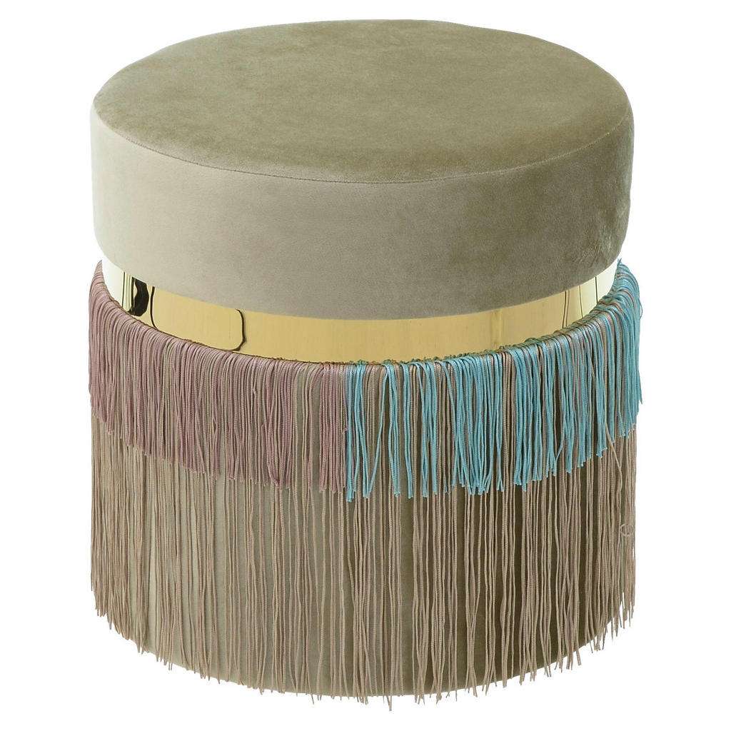 HOCKER Samt Beige