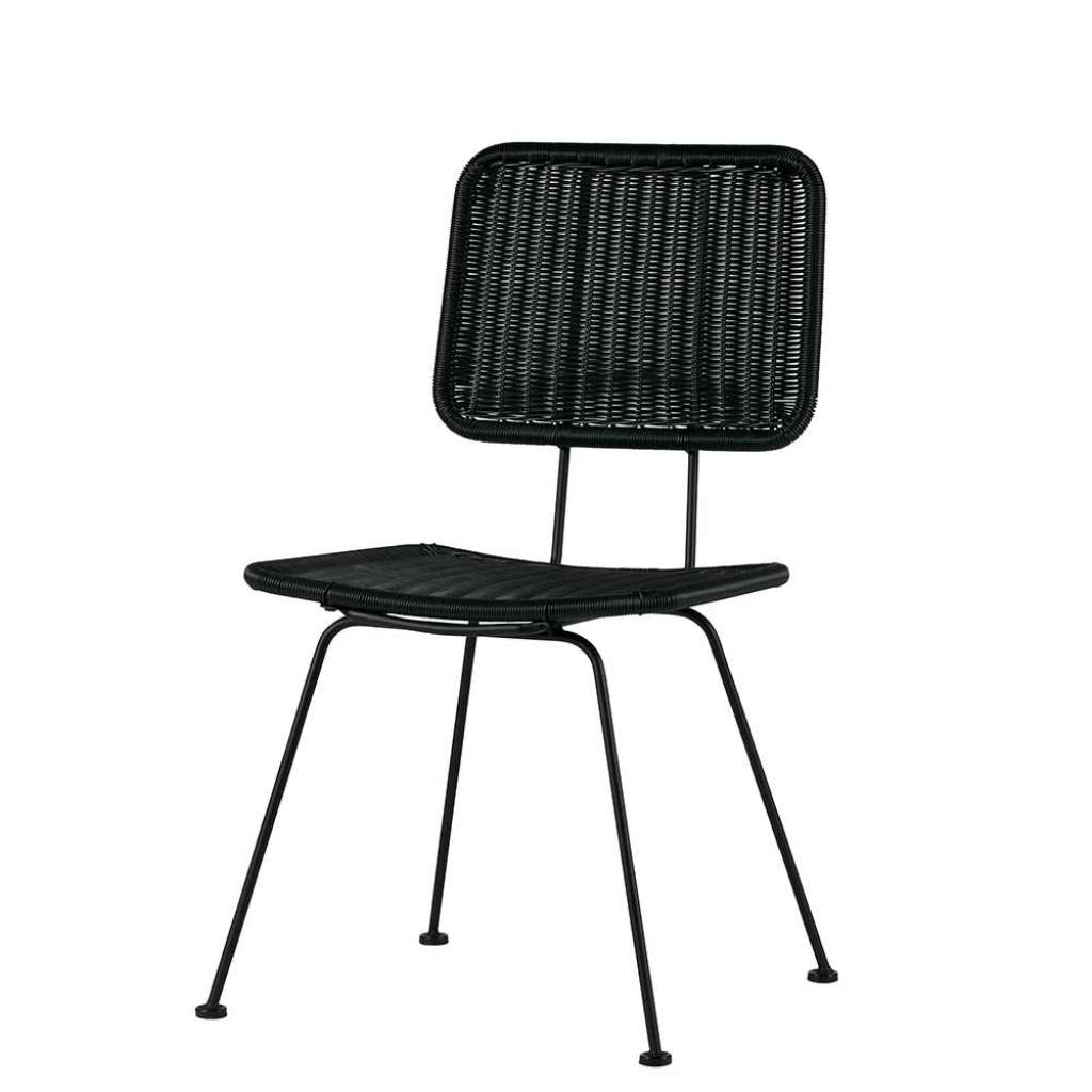 Flecht Stühle in Schwarz Metallgestell (2er Set)