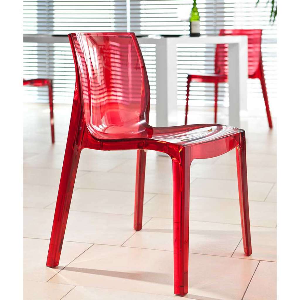 Design Essstuhl in Rot Kunststoff