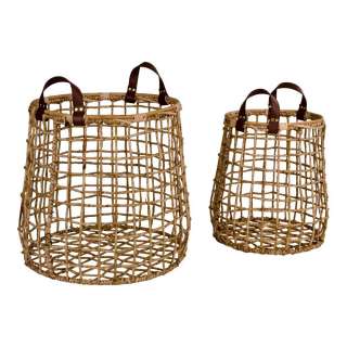 Flechtkörbe in Beige Landhausstil (2-teilig)
