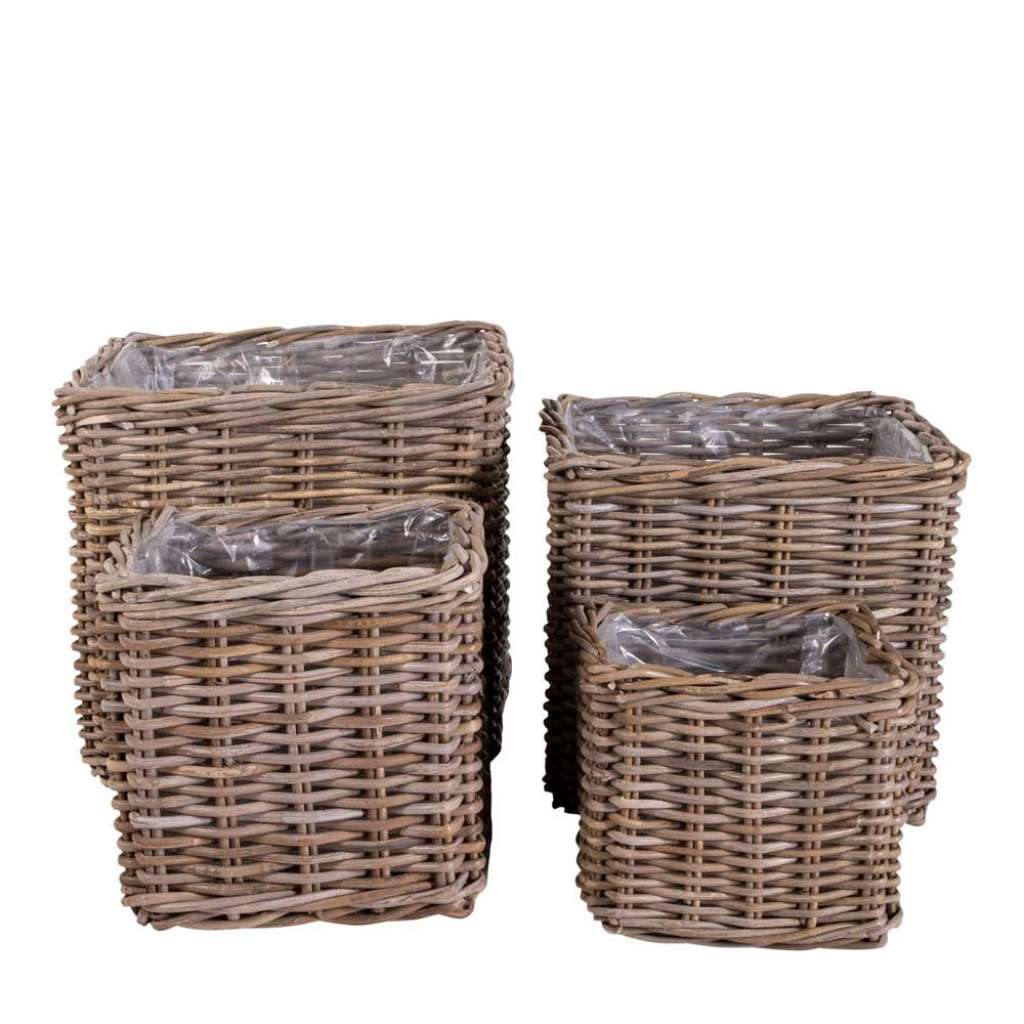 Blumenkörbe aus Rattan Braun (4-teilig)