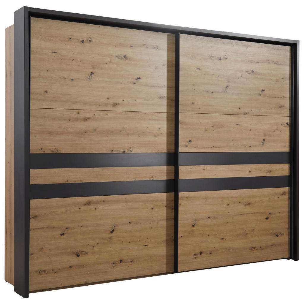 SCHWEBETÜRENSCHRANK 2-türig Grau, Eichefarben