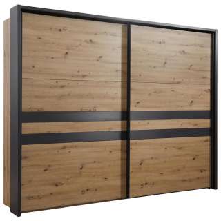 SCHWEBETÜRENSCHRANK 2-türig Grau, Eichefarben