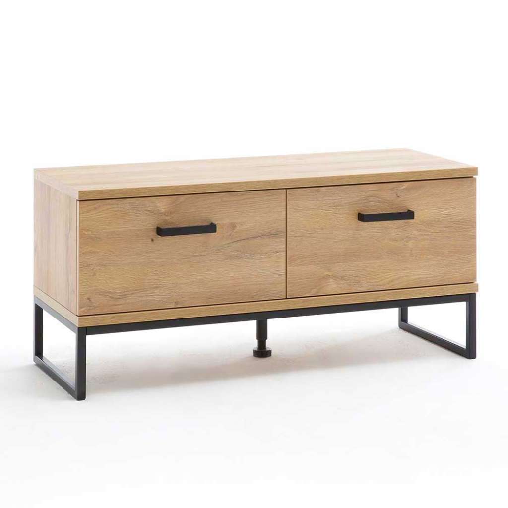 Garderobensitzbank in Wildeichefarben und Schwarz Klappe