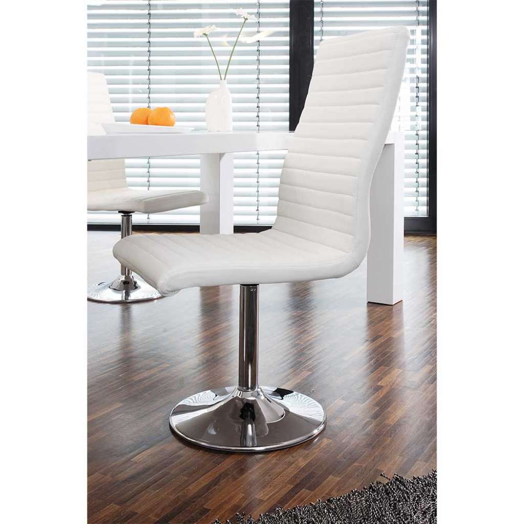 Drehbare Stühle in Weiß Kunstleder hoher Lehne (4er Set)