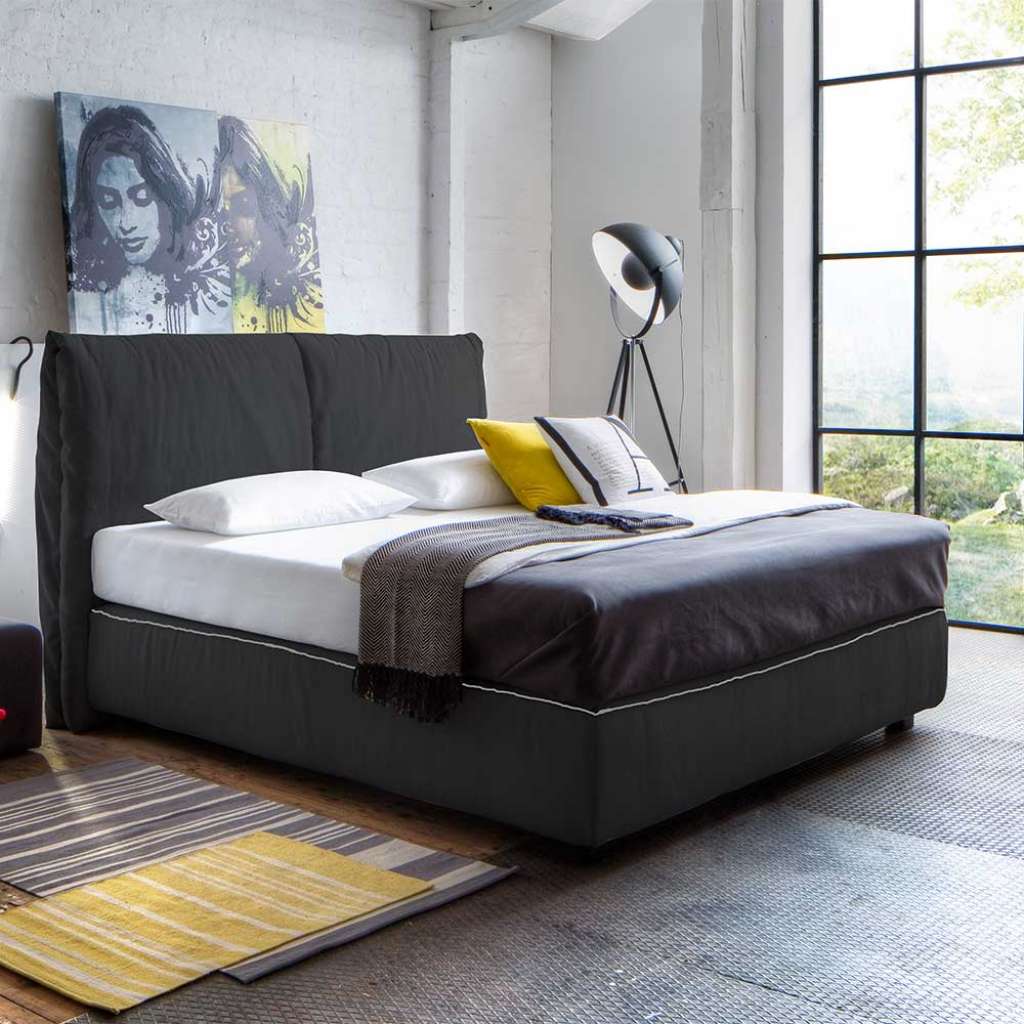 Springboxbett in Anthrazit Webstoff Made in Germany