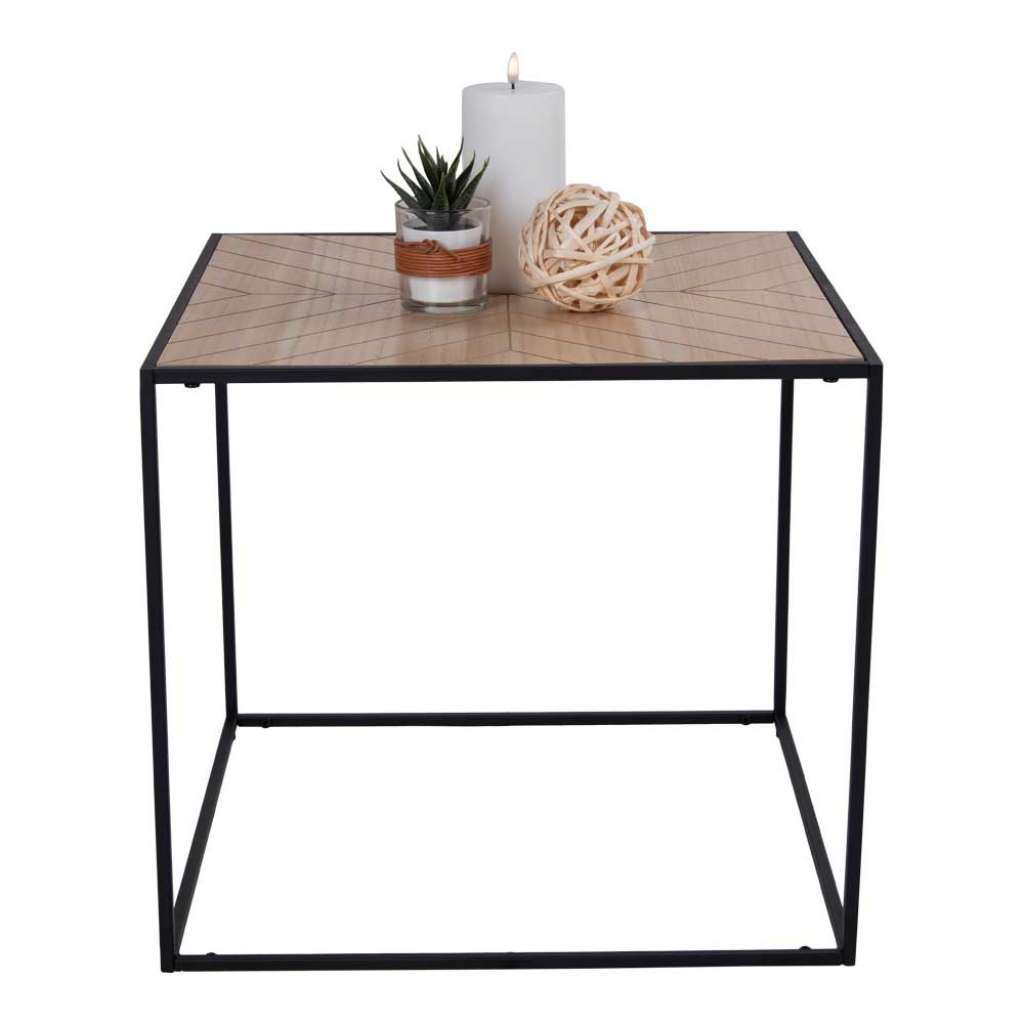 Wohnzimmertisch 50 cm breit Schwarz und Holz Naturfarben