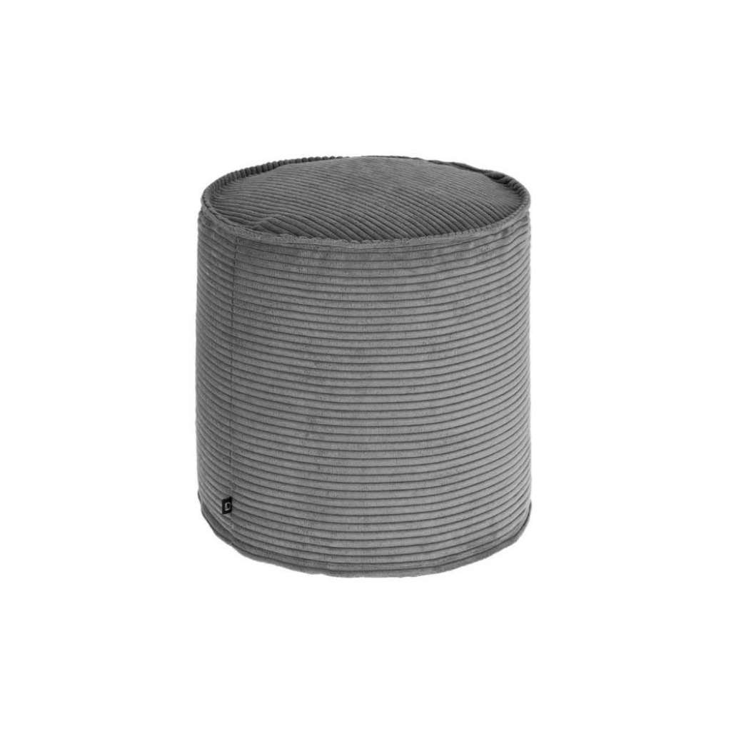 Pouf in Grau Cordstoff 45 cm hoch