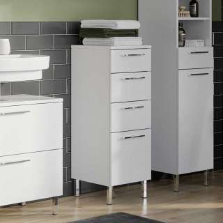 Bad Unterschrank in Weiß vier Schubladen