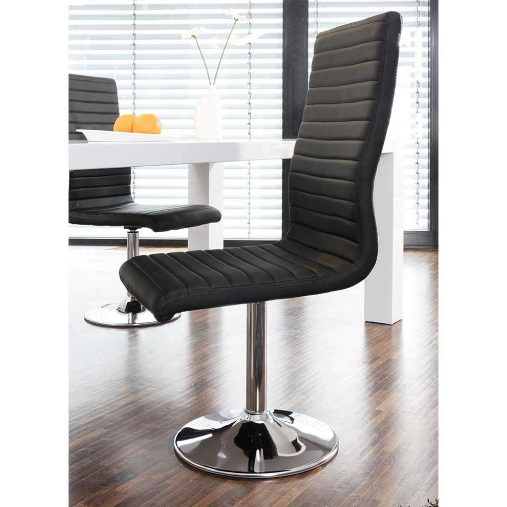 Polsterstühle in Schwarz Kunstleder drehbar (4er Set)