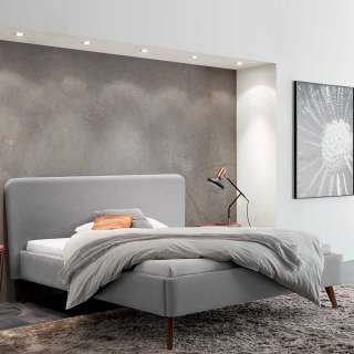 Gepolstertes Bett in Grau Webstoff 160x200 cm