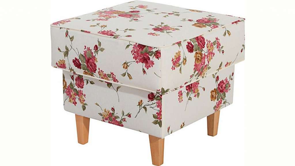 Max Winzer® Polsterhocker »Luke«, mit Kederverzierung, mit Blumenmuster