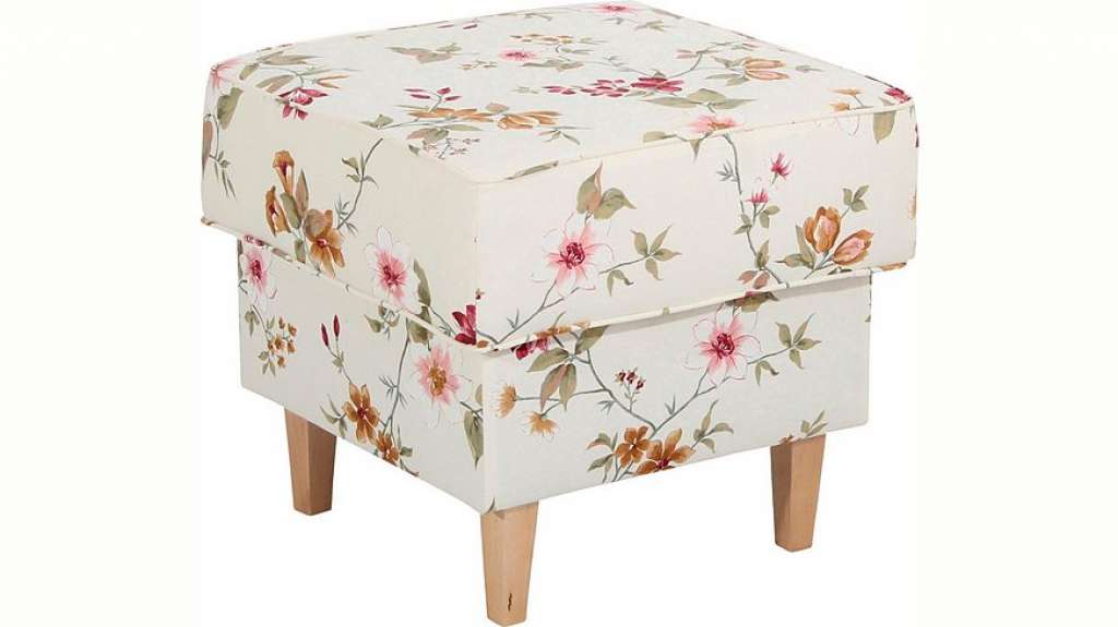 Max Winzer® Polsterhocker »Luke«, mit Kederverzierung, mit Blumenmuster