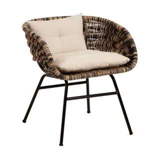 Lounge Sessel aus Rattan und Stahl modern (4er Set)