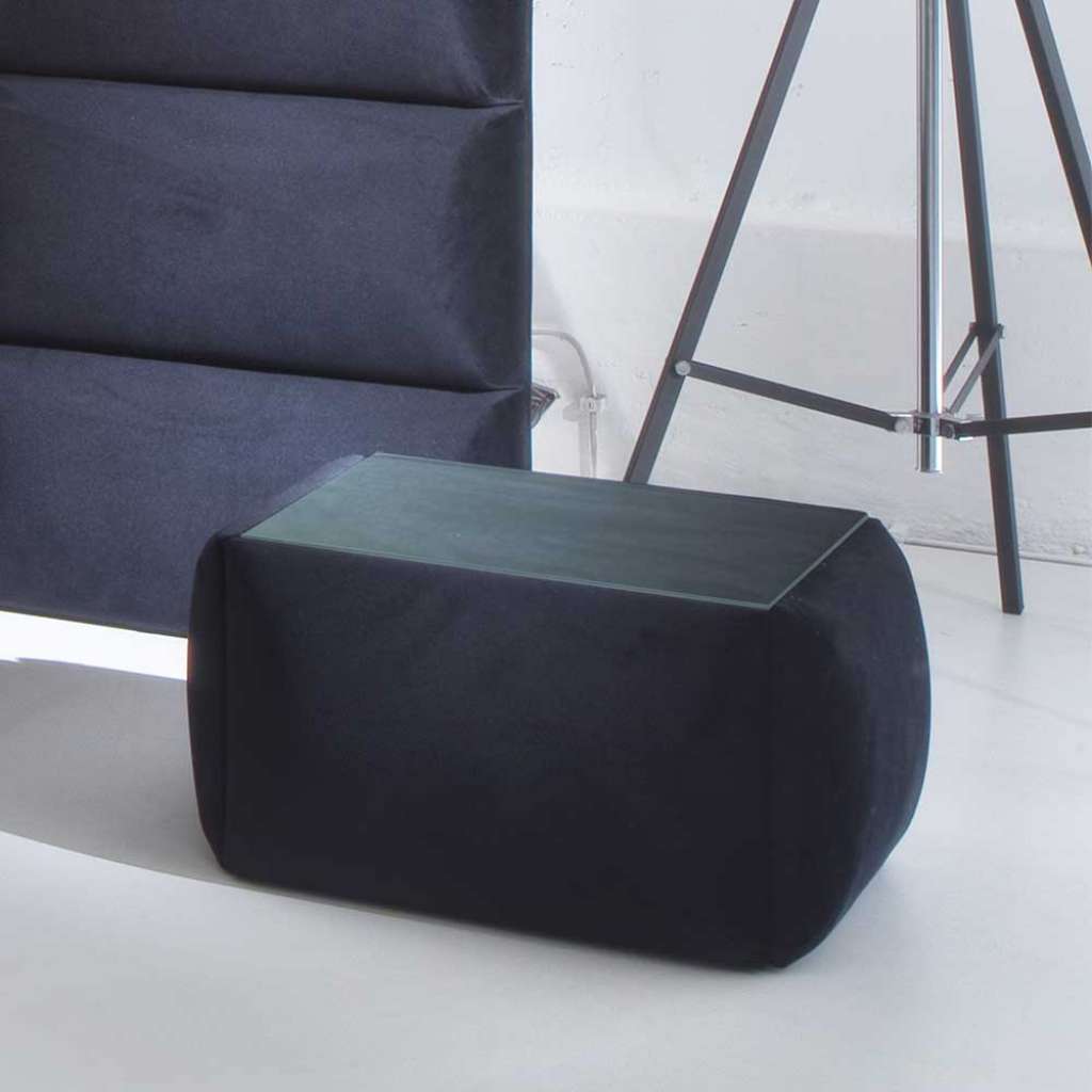 Boxspringbett Nachttisch in Schwarz Microfaser Glasplatte