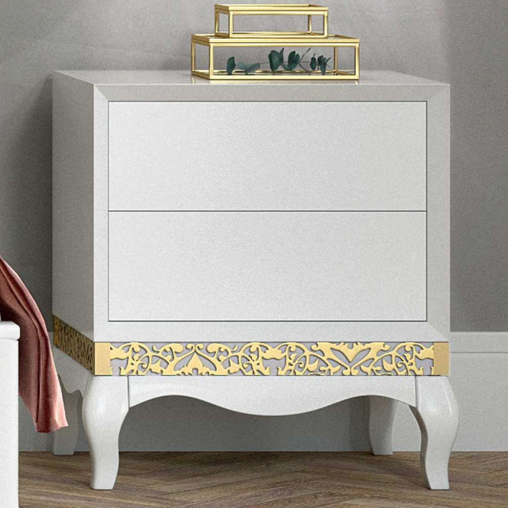 Wäschekommode in Weiß und Goldfarben italienischen Design