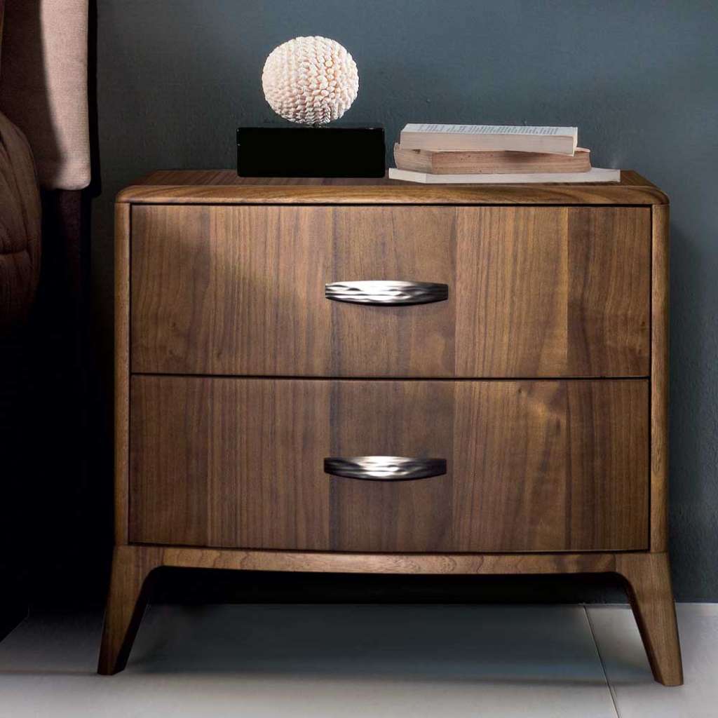 Nachttisch Kommode mit Nussbaum furniert Retrostil