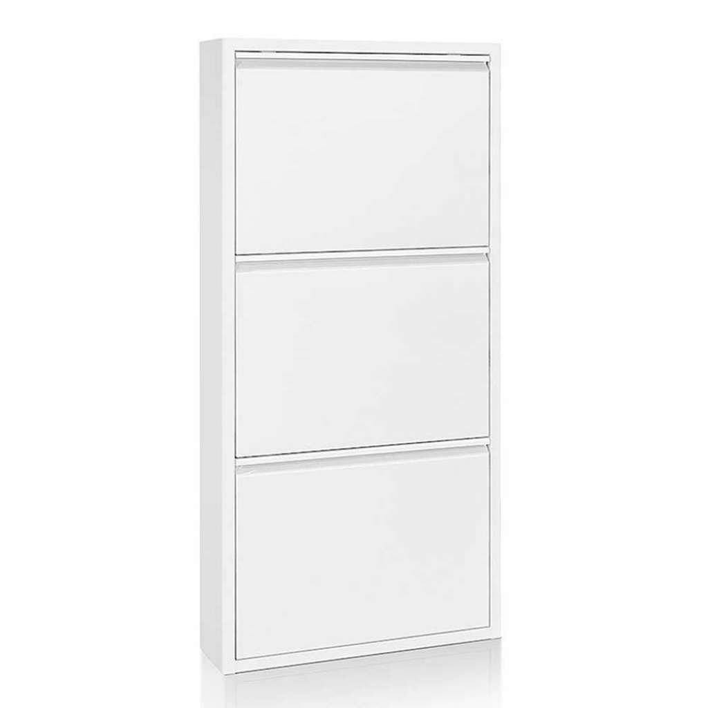 Stahl Schuhschrank in Weiß drei Klappen