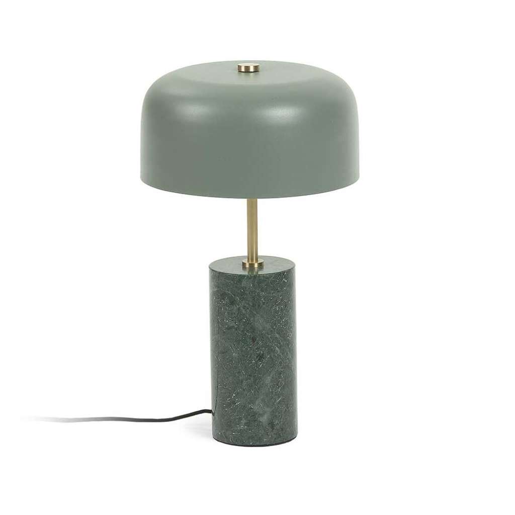 Retro Tischlampe in Graugrün Eisen und Marmor