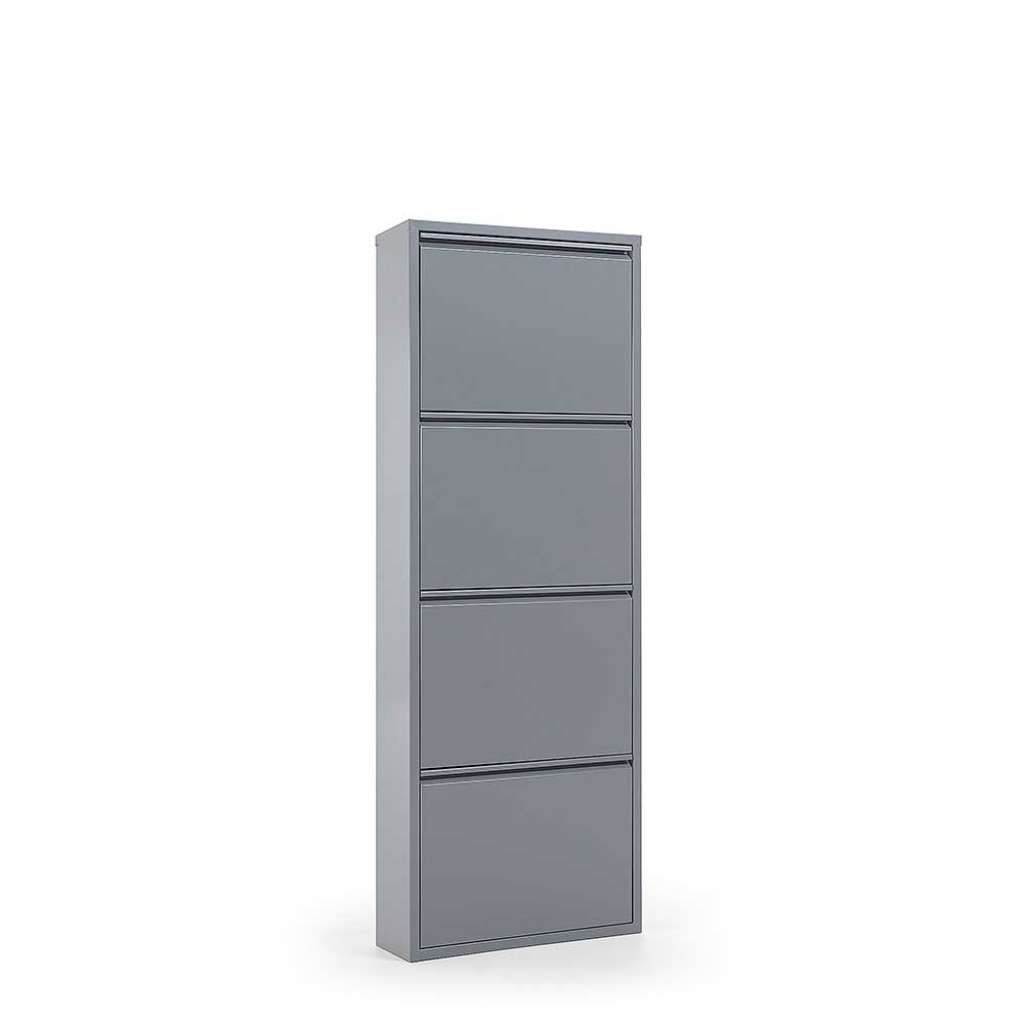 Hängender Schuh Klappenschrank in Grau Stahl