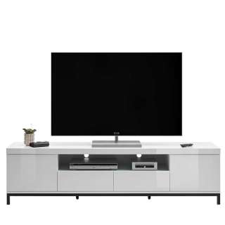 Fernseher Tisch in Weiß Hochglanz und Schwarz 190 cm breit