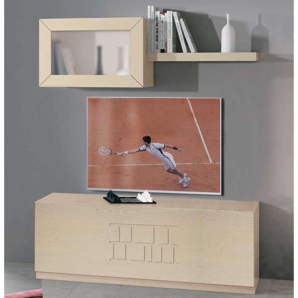Wohnzimmer Anbauwand in Esche hell furniert 120 cm breit (3-teilig)