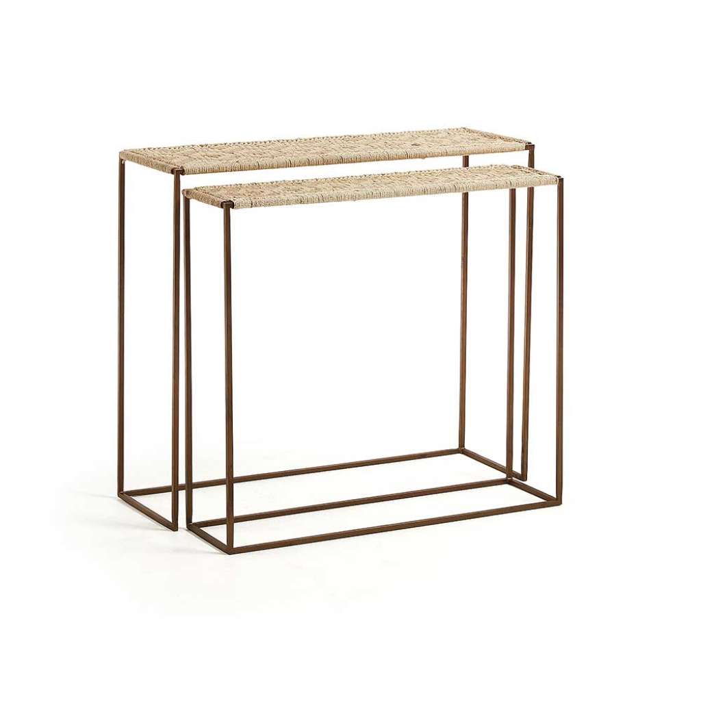 Flur Konsolentische aus Jute und Eisen rustikalen Landhausstil (2-teilig)