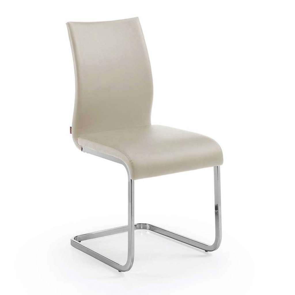 Freischwinger in Beige Kunstleder Metallgestell (4er Set)