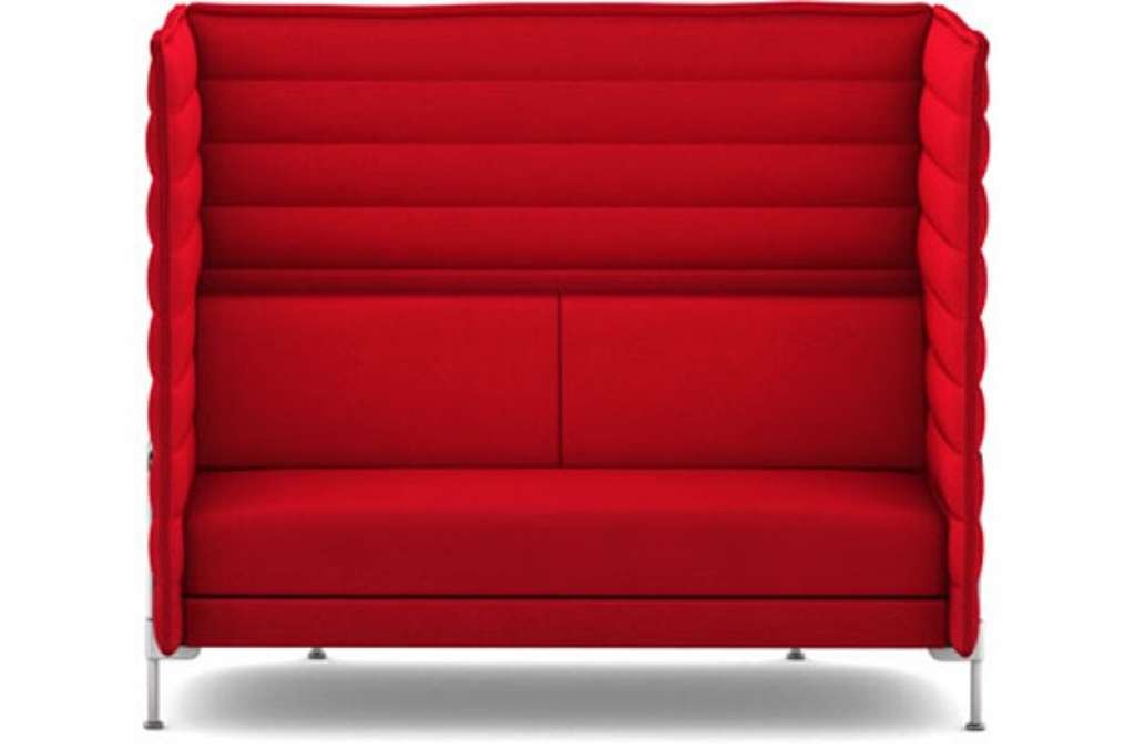 Vitra - Alcove Highback 2-Sitzer Sofa - Bezug Laser rot - Gestell glanzchrom - indoor