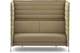 Vitra - Alcove Highback 2-Sitzer Sofa - Bezug Laser warmgrey - Gestell glanzchrom - indoor
