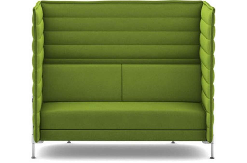 Vitra - Alcove Highback 2-Sitzer Sofa - Bezug Laser grün - Gestell glanzchrom - indoor