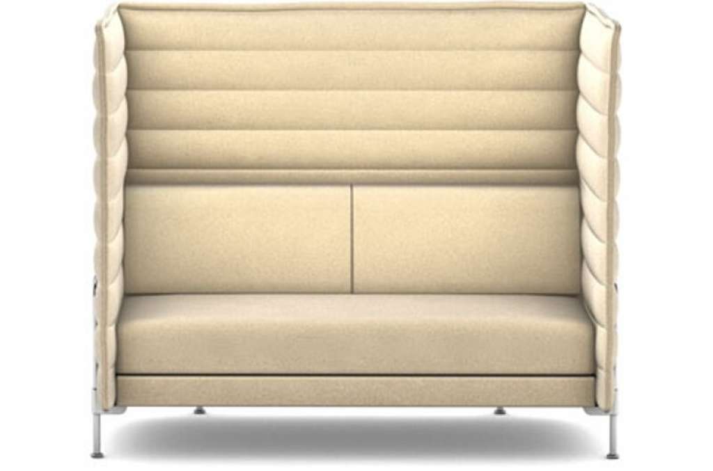 Vitra - Alcove Highback 2-Sitzer Sofa - Bezug Laser elfenbein - Gestell glanzchrom - indoor
