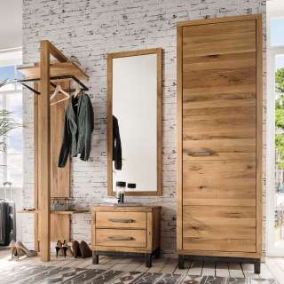 Dieleneinrichtung aus Wildeiche Massivholz rustikalen Landhausstil (4-teilig)