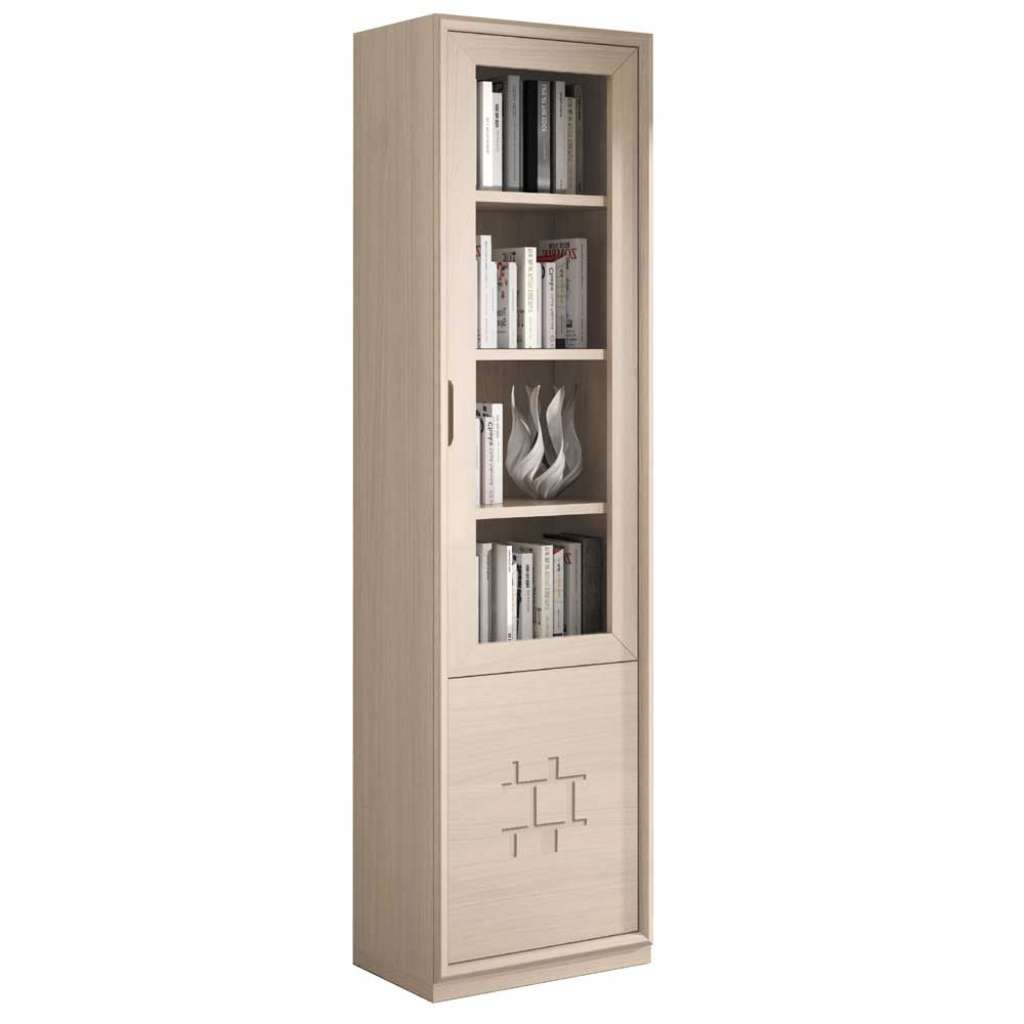 Schrank Vitrine in Esche hell furniert 225 cm hoch