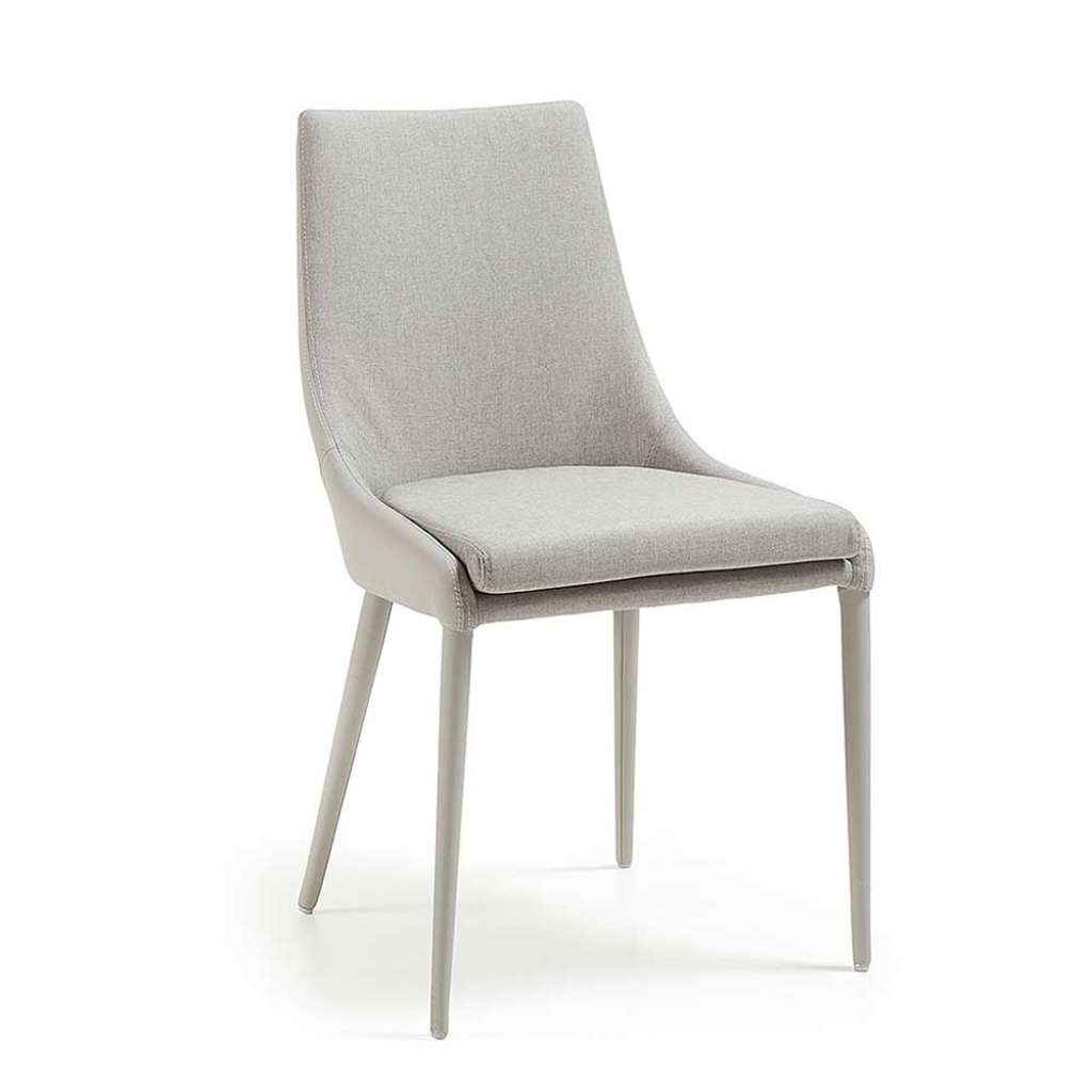Esstisch Stühle in Grau Kunstleder und Webstoff (2er Set)