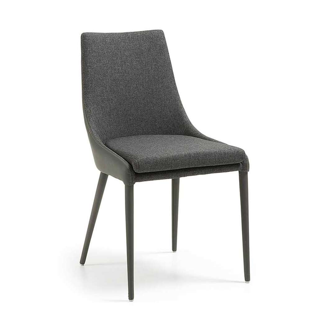 Küchenstühle in Dunkelgrau Kunstleder und Webstoff (2er Set)