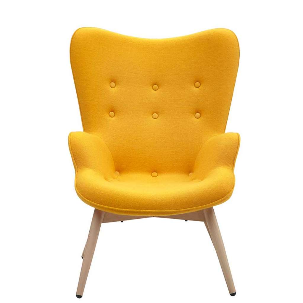 Skandi Design Sessel in Gelb Webstoff Ohren