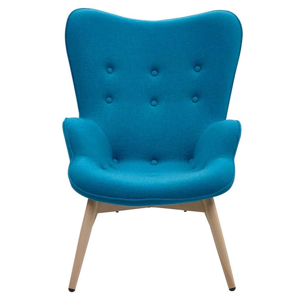 Ohrensessel in Blau Webstoff Skandi Design