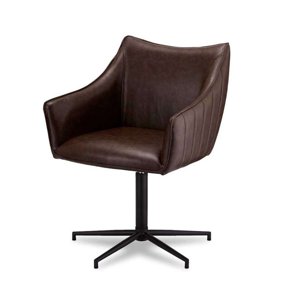 Retro Polsterstühle in Dunkelbraun Kunstleder drehbar (2er Set)