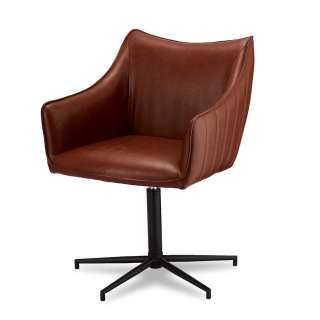 Drehbare Armlehner in Cognac Braun Kunstleder Metallgestell (2er Set)