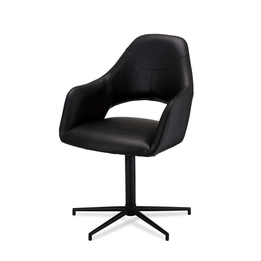 Drehstühle in Schwarz Kunstleder Armlehnen (2er Set)