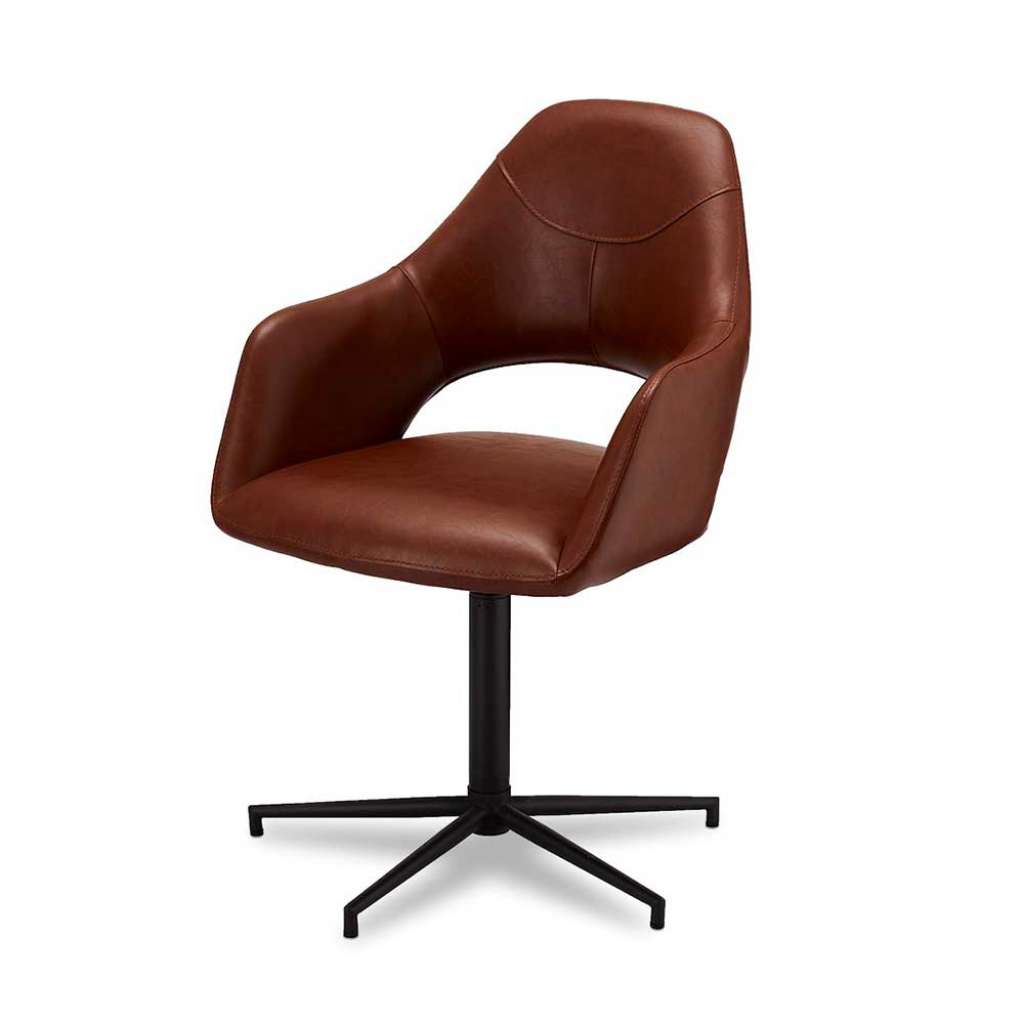 Armlehnen Polsterstühle in Cognac Braun Kunstleder drehbar (2er Set)